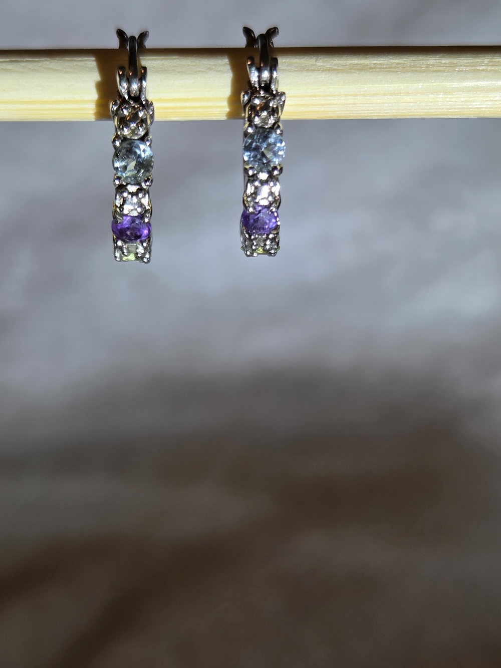 Vintage RSE 925 Sterling Silver Multi-Color Huggie Hoop Earrings